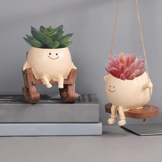 Happy Pot Pals rocking chair and swing planters