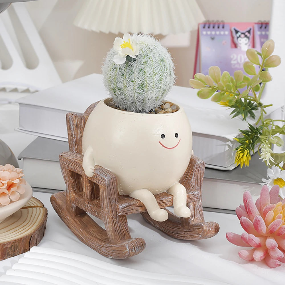 Rocking chair planter styled on a desk