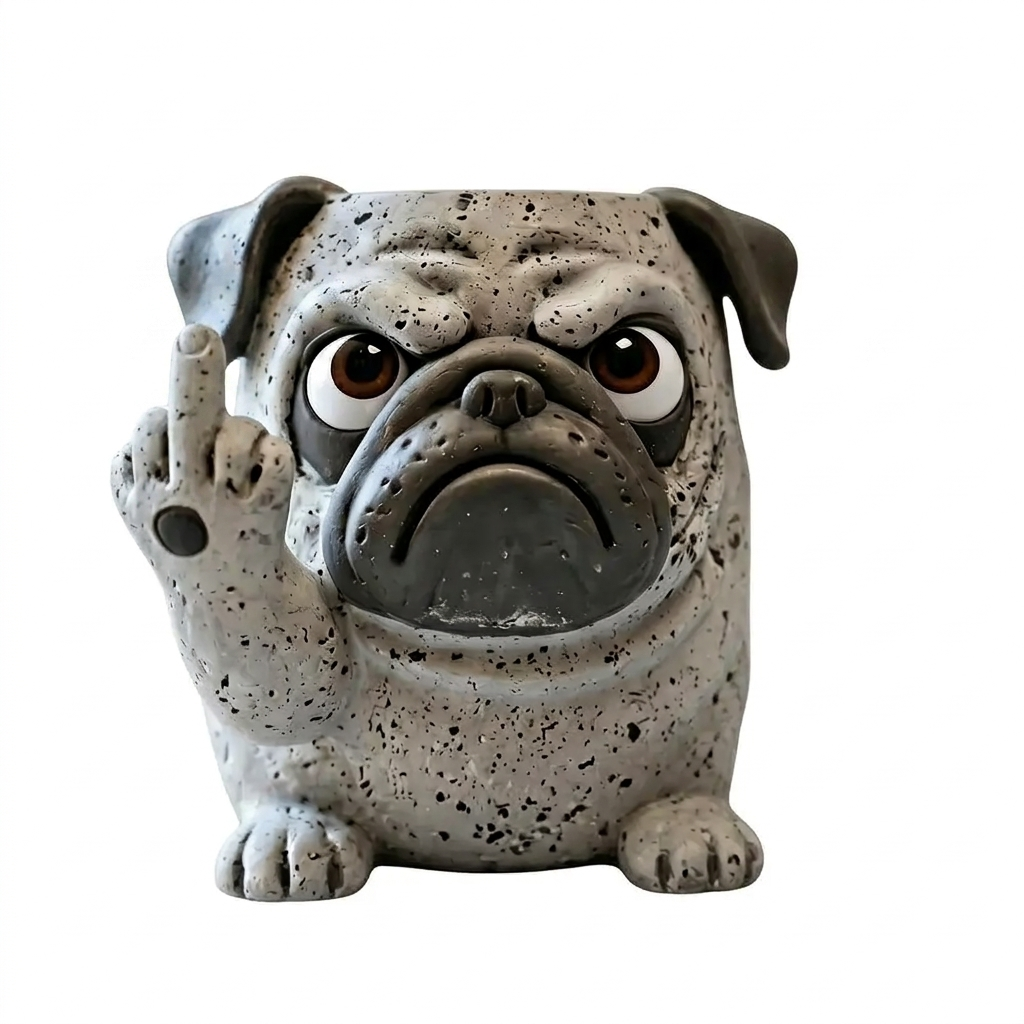 The Grumpy Planter - Grumpy Pug studio shot