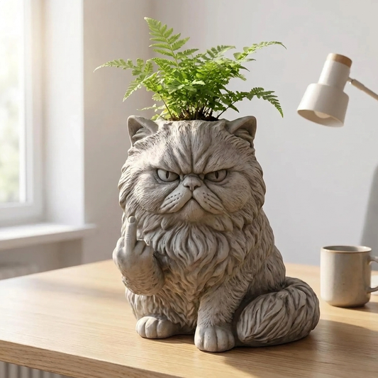 The Grumpy Cat Planter™ — Middle Finger Cat Plant Pot