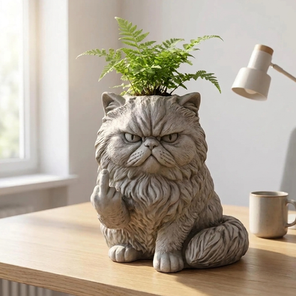 The Grumpy Planter - Grumpy Cat desk close-up