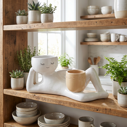 The Lazy Planter™ — Reclining Ceramic Plant Pot